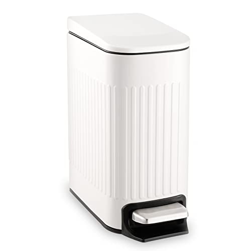 Classic TrashAid Slim Bathroom Trash Can with Lid for Daily Use