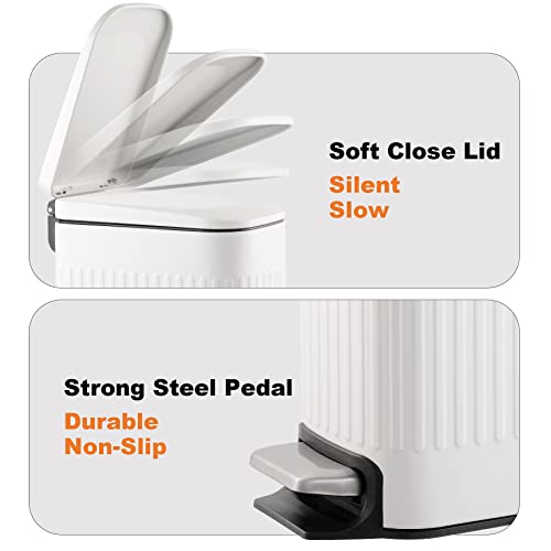 Classic TrashAid Slim Bathroom Trash Can with Lid for Daily Use