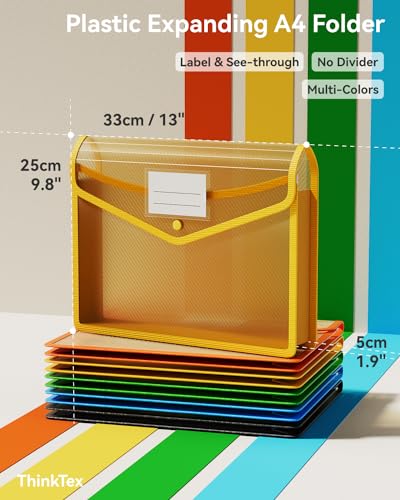 Modern ThinkTex Plastic Expanding File Folder, Transparent Envelopes Essentials